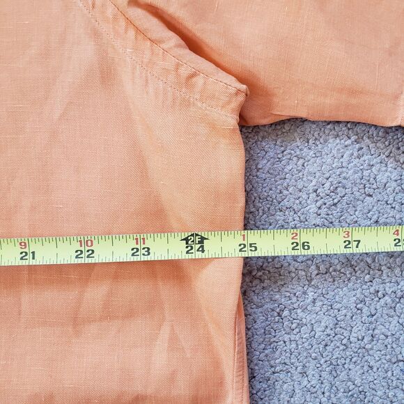 Vintage Ralph Lauren Silk Linen Blend Size Large Mens Orange Button Up Shirt - Picture 8 of 8